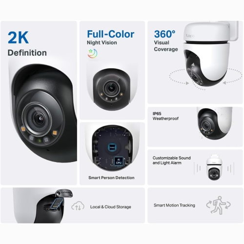 TELECAMERA PAN/TILT OUTDOOR WIFI 360° 2K SUPPORTO MICROSD FINO A 512GB APP TAPO MOTORIZZATA | TP-LINK TC41
