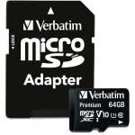 MEMORIA MICROSD VERBATIM 64GB 44084 CL10 UHS-1 PREMIUM CON ADATTATORE SD