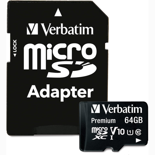 MEMORIA MICROSD VERBATIM 64GB 44084 CL10 UHS-1 PREMIUM CON ADATTATORE SD