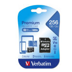 MEMORIA MICROSD VERBATIM 256GB 44087 CL10 UHS-1 PREMIUM CON ADATTATORE SD