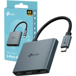 TP-LINK UH3020C HUB USB-C 3 IN 1, 1 HDMI 4K@60HZ, 1 USB-C PD RAPIDA A 100 W, 1 PORTA USB-A 3.0 SUPERSPEED A 5 GBPS, SUPPORTA MAC OS, WINDOWS 11/10/8.1/8/7, LINUX OS, IPADOS, IOS, ANDROID E CHROME OS