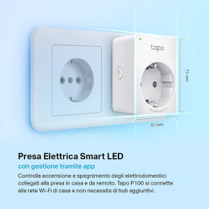 TAPO P100 PRESA INTELLIGENTE WIFI SMART PLUG, COMPATIBILE CON ALEXA E GOOGLE HOME, PROGRAMMAZIONE, CONTROLLO REMOTO TRAMITE APP, 10A, 2300W