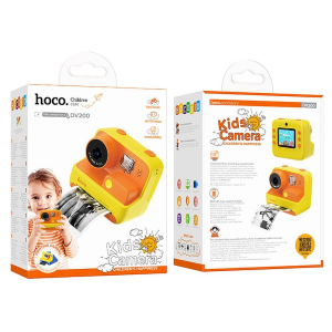 FOTOCAMERA PER BAMBINI CON STAMPANTE TERMICA E FUNZIONE SELFIE | HOCO DV200 GIALLO/ARANCIO