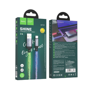 CAVO DATI DA USB A TYPE-C 1 METRO 3A GRIGIO LED LUMINOSO | HOCO U112