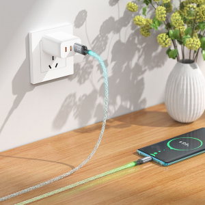 CAVO DATI DA USB A TYPE-C 1 METRO 3A GRIGIO LED LUMINOSO | HOCO U112