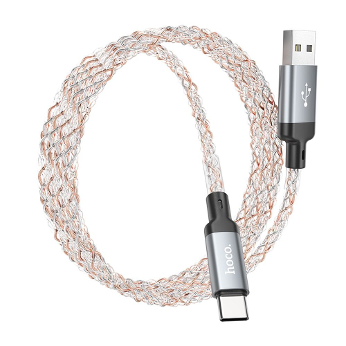 CAVO DATI DA USB A TYPE-C 1 METRO 3A GRIGIO LED LUMINOSO | HOCO U112