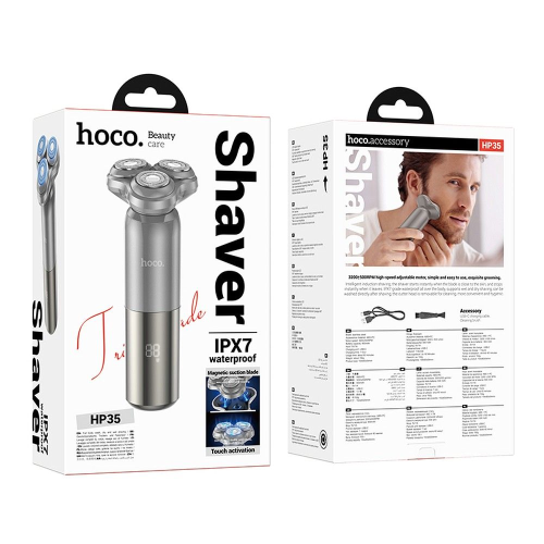 RASOIO HOCO CON TRIPLA LAMA GRIGIO METALLIZZATO HOCO HP35