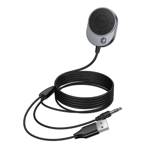 RICEVITORE WIRELESS PER AUTO HOCO AUX BLUETOOTH CON CAVO JACK DA 3,5 MM E150 GRIGIO METALLIZZATO