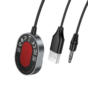 RICEVITORE WIRELESS PER AUTO HOCO AUX BLUETOOTH CON CAVO JACK DA 3,5 MM E150 GRIGIO METALLIZZATO