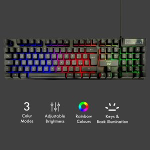 KIT TASTIERA + MOUSE CON FILO USB GAMING ILLUMINATA EWENT PL3200 LAYOUT ITALIANA | NERO