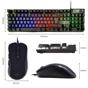 KIT TASTIERA + MOUSE CON FILO USB GAMING ILLUMINATA EWENT PL3200 LAYOUT ITALIANA | NERO