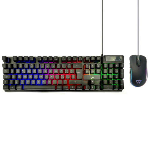 KIT TASTIERA + MOUSE CON FILO USB GAMING ILLUMINATA EWENT PL3200 LAYOUT ITALIANA | NERO