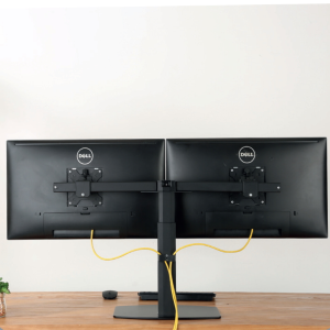 EWENT EW1538 SUPPORTO MONITOR CON MOLLA A GAS A DOPPIO BRACCIO PER 2 MONITOR FINO A 27" POLLICI CON BASE - SUPPORTO PER 2 SCHERMI PC TV LED LCD - GIREVOLE, INCLINARE E RUOTARE, NERO