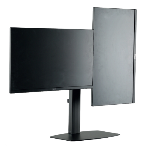 EWENT EW1538 SUPPORTO MONITOR CON MOLLA A GAS A DOPPIO BRACCIO PER 2 MONITOR FINO A 27" POLLICI CON BASE - SUPPORTO PER 2 SCHERMI PC TV LED LCD - GIREVOLE, INCLINARE E RUOTARE, NERO