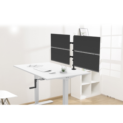 EWENT EW1514 SUPPORTO QUADRUPLO MONITOR PER PC A SCHERMO PIATTO, STAFFA DI SUPPORTO TV/MONITOR 13-27 POLLICI, ALTEZZA E INCLINAZIONE REGOLABILI E ROTAZIONE, CON MORSETTO, VESA 75X75 E 100X100