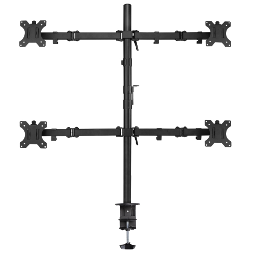 EWENT EW1514 SUPPORTO QUADRUPLO MONITOR PER PC A SCHERMO PIATTO, STAFFA DI SUPPORTO TV/MONITOR 13-27 POLLICI, ALTEZZA E INCLINAZIONE REGOLABILI E ROTAZIONE, CON MORSETTO, VESA 75X75 E 100X100