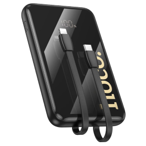 POWERBANK HOCO 10000 MAH QC PD 22,5W CON CAVI INTEGRATI TYPE-C + LIGHTNING Q37 NERO