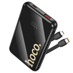 POWERBANK HOCO 10000 MAH QC PD 22,5W CON CAVI INTEGRATI TYPE-C + LIGHTNING Q37 NERO