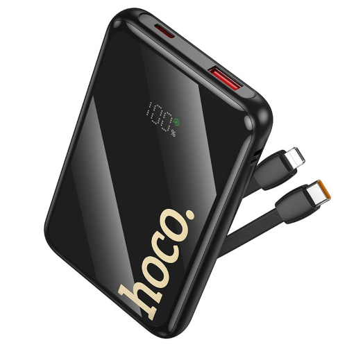 POWERBANK HOCO 10000 MAH QC PD 22,5W CON CAVI INTEGRATI TYPE-C + LIGHTNING Q37 NERO