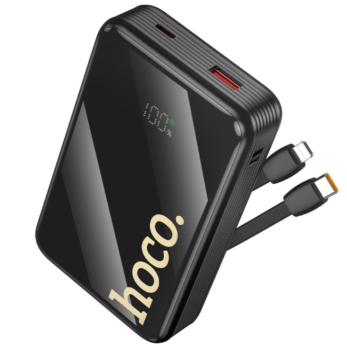 POWERBANK HOCO 20000 MAH QC PD 22,5W CON CAVI INTEGRATI TYPE-C + LIGHTNING Q37A NERO