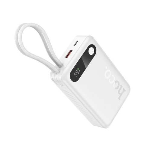 POWERBANK HOCO 20000 MAH QC PD 22,5W CON CAVI INTEGRATI TYPE-C + LIGHTNING J171A BIANCO