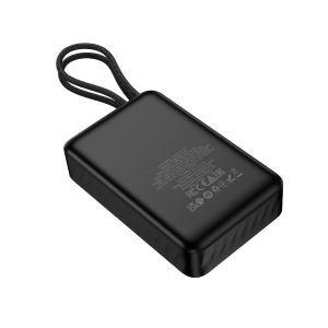 POWERBANK HOCO 20000 MAH QC PD 22,5W CON CAVI INTEGRATI TYPE-C + LIGHTNING J171A NERO