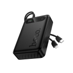 POWERBANK HOCO 20000 MAH QC PD 22,5W CON CAVI INTEGRATI TYPE-C + LIGHTNING J171A NERO