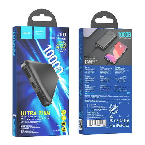 POWER BANK 10000MAH PD QC 2,1A HOCO J100 NERO