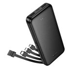 POWERBANK HOCO 10000 MAH 2A CON QUATTRO CAVI INTEGRATI USB A + TYPE-C + LIGHTNING + MICRO USB J163 NERO