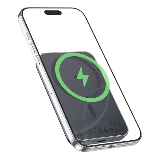 POWERBANK COMPATIBILE CON MAGSAFE HOCO 5000 MAH 2A 5W J160 GRIGIO METALLIZZATO