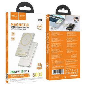 POWERBANK COMPATIBILE CON MAGSAFE HOCO 5000 MAH QC PD 2A 20W Q26 ARANCIONE