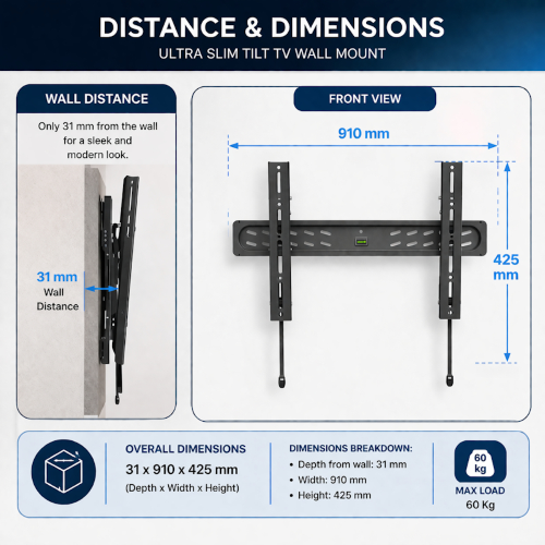 SUPPORTO UNIVERSALE STAFFA A MURO ULTRASOTTILE PER TV DA 43" A 95" EWENT EW1611