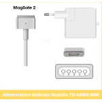 ALIMENTATORE COMPATIBILE PER MACBOOK MAGSAFE2 60W 16.5V 3.65A TECNONEW TN-A6002-60W