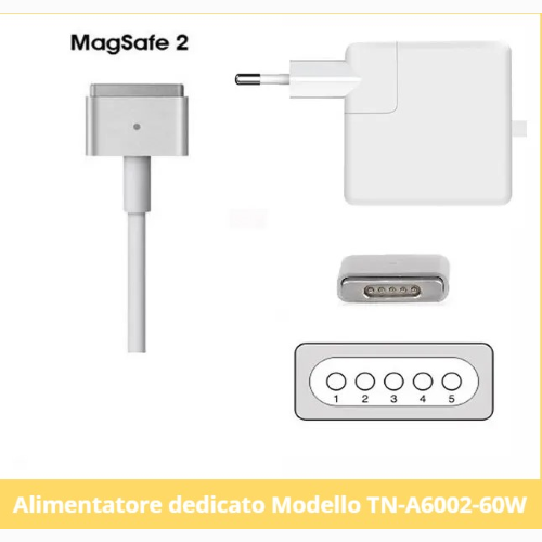 ALIMENTATORE COMPATIBILE PER MACBOOK MAGSAFE2 60W 16.5V 3.65A TECNONEW TN-A6002-60W