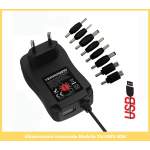ALIMENTATORE COMPATIBILE UNIVERSALE VARIABILE 3-12V 30W CON PORTA USB CON 8 CONNETTORI TECNONEW TN-UNIV-30W