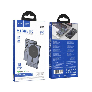 POWERBANK COMPATIBILE CON MAGSAFE HOCO 5000 MAH QC PD 2A 20W Q32 METAL GREY