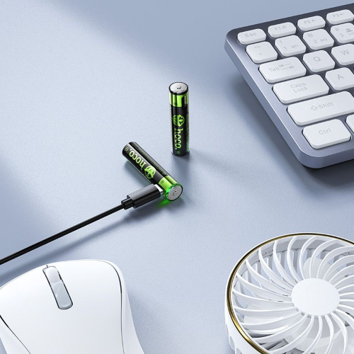 BATTERIA RICARICABILE R3 MINISTILO (AAA) 320 MAH CON TYPE-C + CAVO DA USB A A 2 X TYPE-C CONFEZIONE 2 PEZZI HOCO JA4 NERO