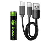 BATTERIA RICARICABILE R3 MINISTILO (AAA) 320 MAH CON TYPE-C + CAVO DA USB A A 2 X TYPE-C CONFEZIONE 2 PEZZI HOCO JA4 NERO