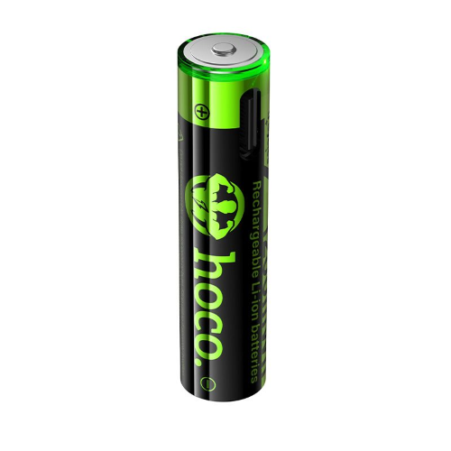 BATTERIA RICARICABILE R3 MINISTILO (AAA) 320 MAH CON TYPE-C + CAVO DA USB A A 2 X TYPE-C CONFEZIONE 2 PEZZI HOCO JA4 NERO