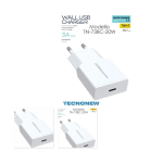 ALIMENTATORE CARICATORE USB UNIVERSALE TYPE-C PD 20W TECNONEW TN-738C-20W