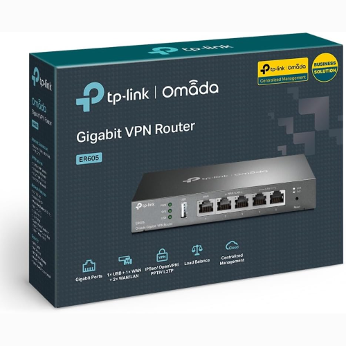 ROUTER GATEWAY TP-LINK ER605 OMADA GIGABIT VPN ROUTER, FINO A 3 PORTE ETHERNET WAN, CONNESSIONE ALLA RETE CELLULARE VIA USB, PROTOCOLLI IPSEC/PPTP/L2TP VPN OVER IPSEC/SSL