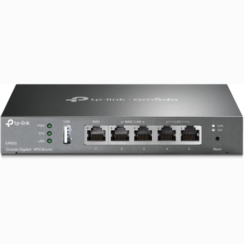 ROUTER GATEWAY TP-LINK ER605 OMADA GIGABIT VPN ROUTER, FINO A 3 PORTE ETHERNET WAN, CONNESSIONE ALLA RETE CELLULARE VIA USB, PROTOCOLLI IPSEC/PPTP/L2TP VPN OVER IPSEC/SSL