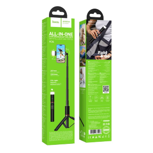 SUPPORTO ASTA PER SELFIE CON TREPPIEDE CON TELECOMANDO E LUCE LED HOCO K34 NERA