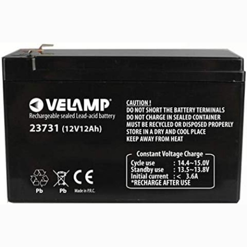 BATTERIA ERMETICA AL PIOMBO PER UPS 12V 12A ATTACCHI FASTON F2 | VELAMP 23731