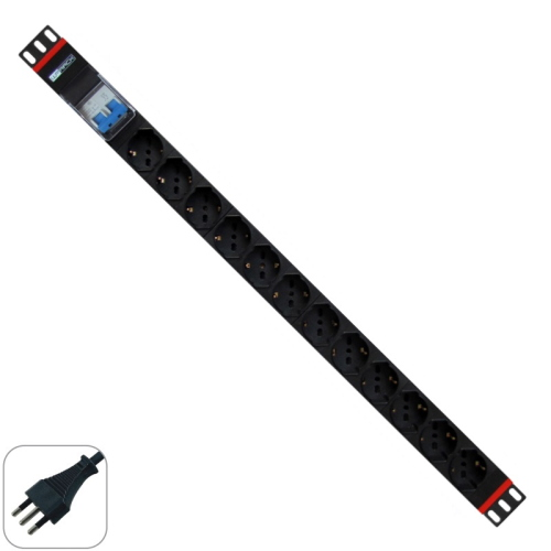 MULTIPRESA PER ARMADIO RACK 19" 6 X ITA/SCHUKO CON MAGNETOTERMICO CON SPINA SCHUKO | WP RACK WPN-PDU-I02-12