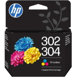 CARTUCCIA ORIGINALE HP 302/304 TRICROMIA B7RT6AE DA 100 PAGINE, COMPATIBILE CON STAMPANTI SERIE DESKJET 1110, 2130, 2600, 3630, 3700, ENVY 4520, 5010, 5020, 5030, 5050 E OFFICEJET 3830, 4650, 5200