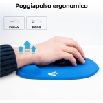 MOUSE PAD TAPPETINO ERGONOMICO PER MOUSE VULTECH MP-02B BLU CON GEL