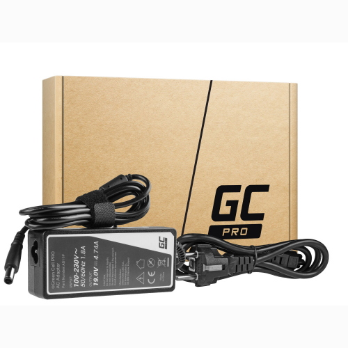 ALIMENTATORE COMPATIBILE PER NOTEBOOK HP ENVY PAVILION DV4 DV5 DV6 COMPA CQ61 CQ62 90W 19V 4.74A GREEN CELL AD15P MISURE CONNETTORE : TONDO CON PERNO 7,4 MM-5,0 MM