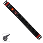 MULTIPRESA PER ARMADIO RACK 19" 6 POSTI BIPASSO/SCHUKO SPINA SCHUKO CON MISURATORE DI CORRENTE E INTERRUTTORE 16A WP RACK