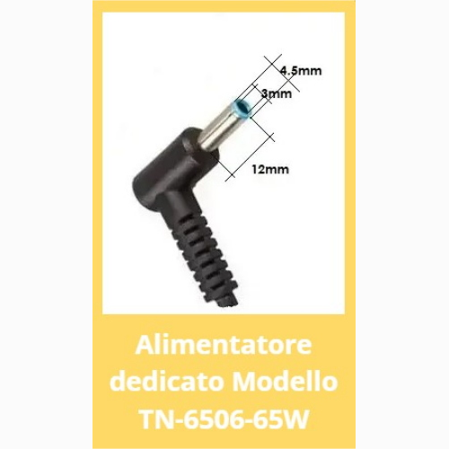 ALIMENTATORE COMPATIBILE PER NOTEBOOK HP 65W 19,5V 3.33A PLUG 4.5 3.0 1.0 MM TECNONEW TN-6506-65W